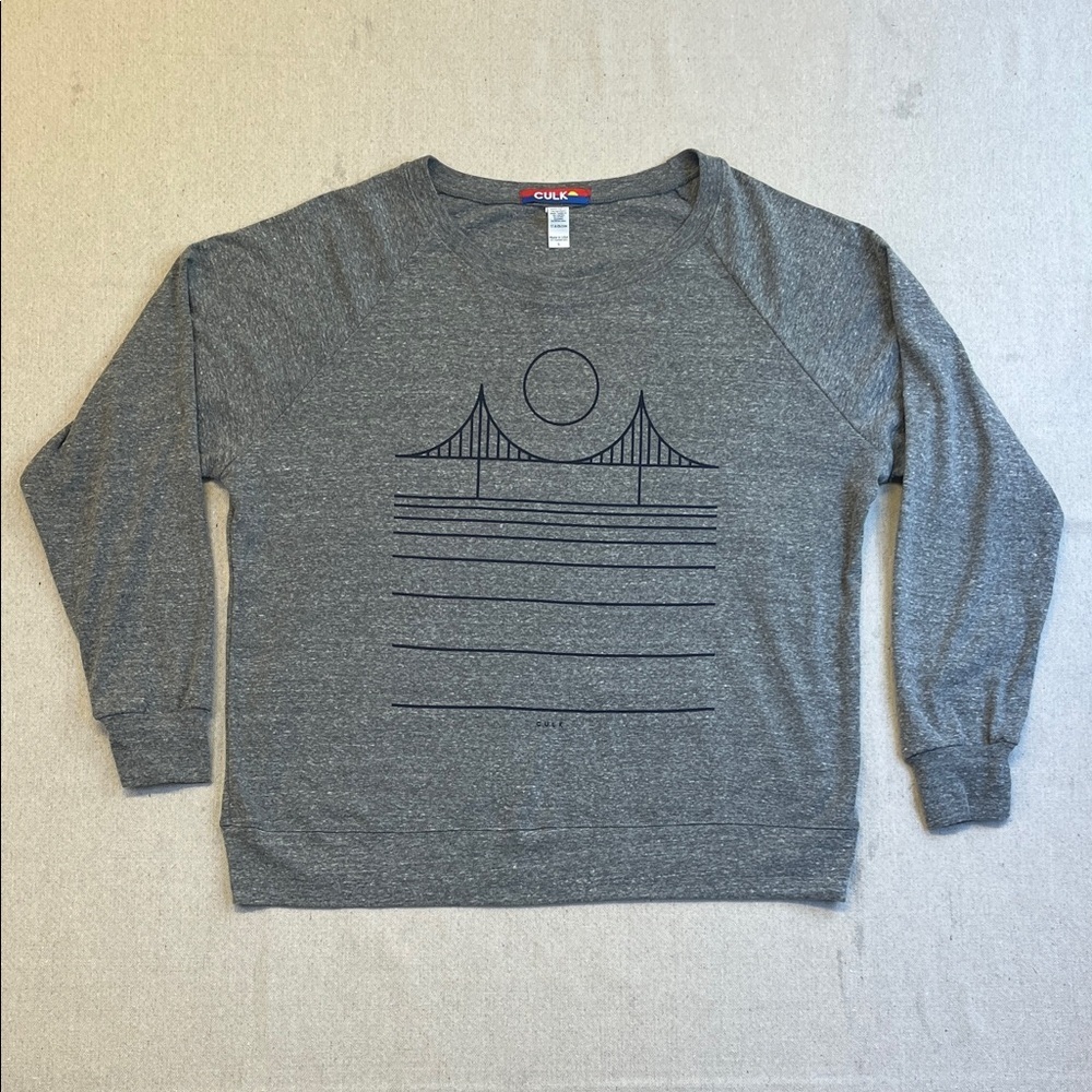 CULK USA Gray Graphic Sweatshirt Large Minimalist Pullover NWT